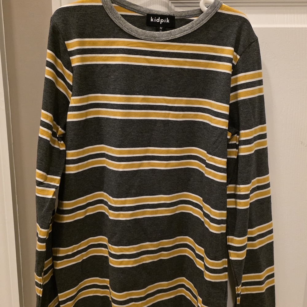 Kidpik Charcoal and Mustard Striped Shirt